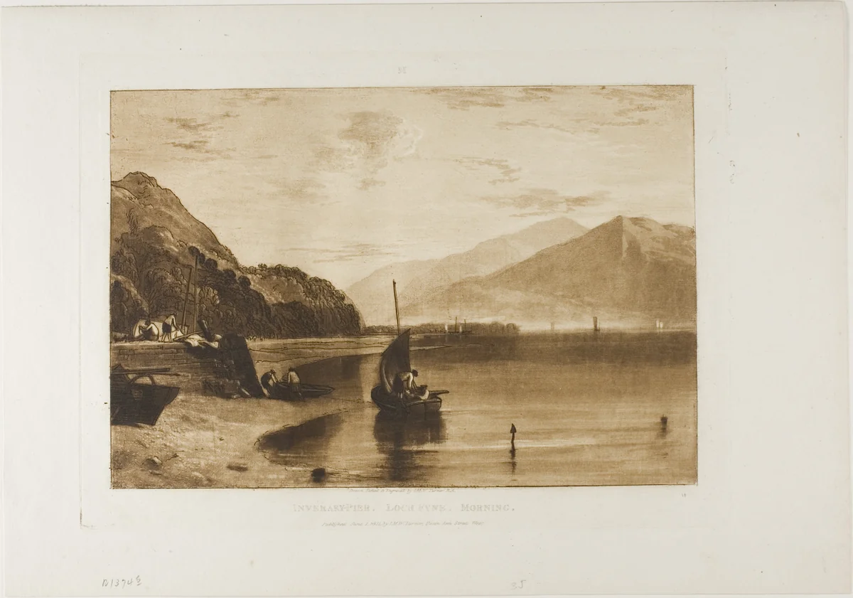 Inverary Pier Loch Fyne, Morning by Joseph Mallord William Turner, print, 1811