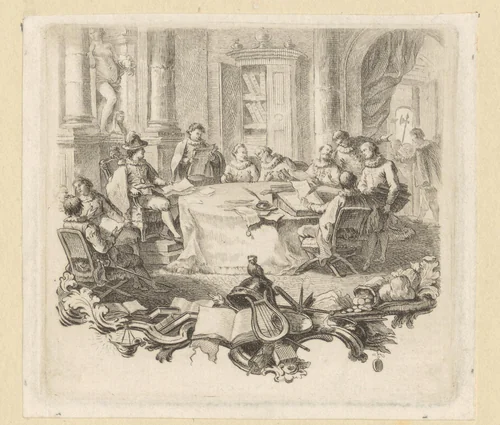 Zitting der staatsraad by Georg Friedrich Schmidt, print, 1751
