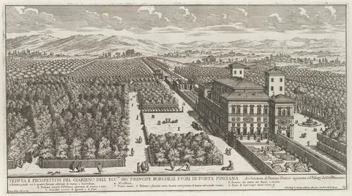 View of the Villa Borghese by Simon Felice, print, 1677-1691