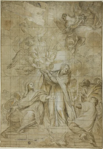 Vision of a Pope by Francesco Campora, drawing, 1700-1799