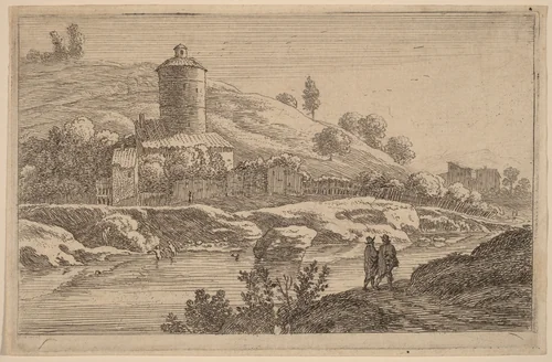 Round Tower near the Tiber by Herman van Swanevelt, print, 1600-1655