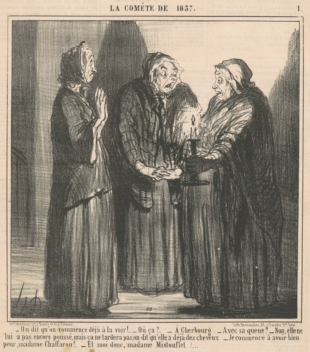 On dit qu'on commence déja a la voir ... by Honoré Daumier, print, 1857