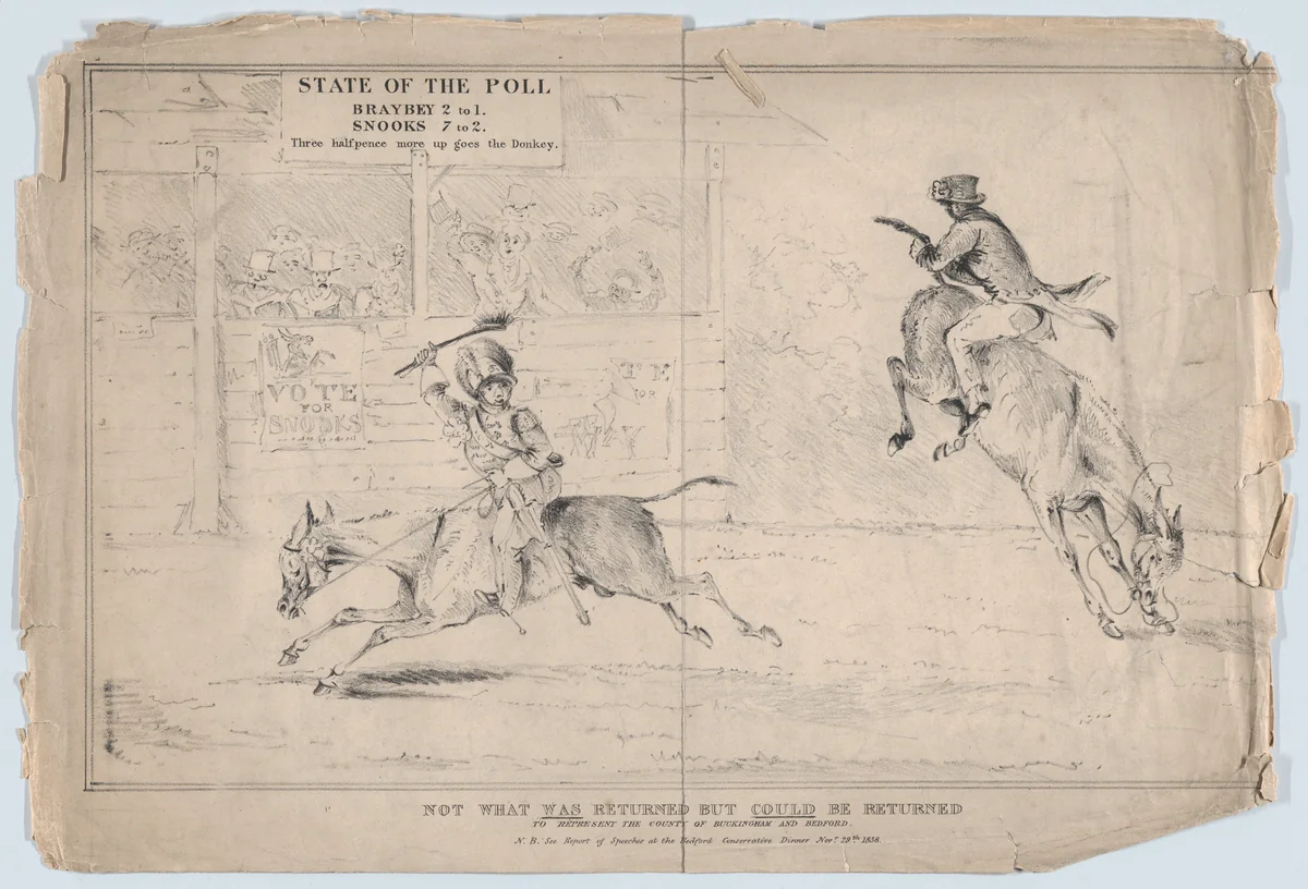 Not What Was Returned But Could Be Returned – To Represent the County of Buckingham and Bedford by anonymous, print, 1838