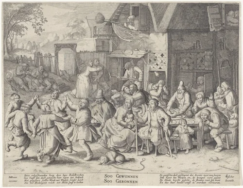 Brassende bedelaars by Pieter Serwouters, print, 1608-1652