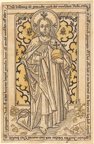 Christ as Salvator Mundi by German 15th Century, print, 1470