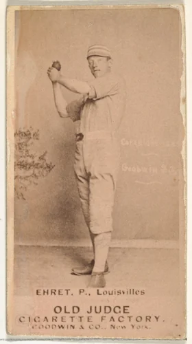 Philip Sydney "Red" Ehret, Pitcher, Louisville Colonels, from the Old Judge series (N172) for Old Judge Cigarettes by Goodwin & Company, photograph, 1887-1890