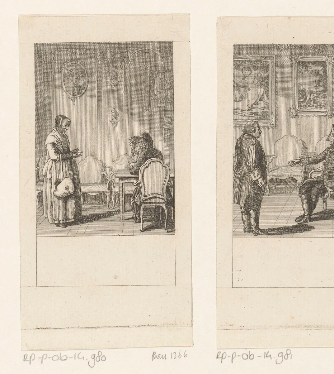Frederik II confronteert de oude vrouw met haar verleden by Daniel Nikolaus Chodowiecki, print, 1788