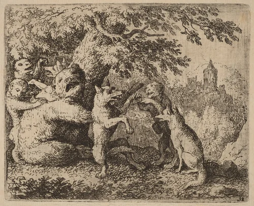 The Bear and the Wolf are Persecuted by Allart van Everdingen, print, 1645-1656