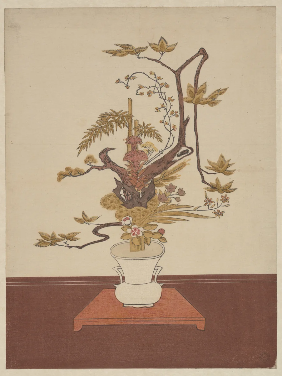 Ike Bana (Flower Arrangement) in the Ike-no-bo Style by Suzuki Harunobu (鈴木春信), print, 1760-1770