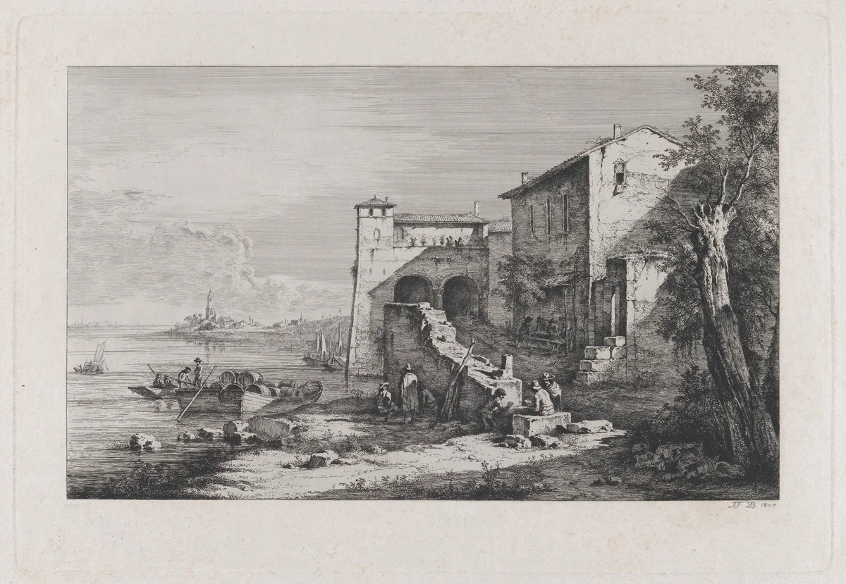 View of Old Customs House in Rome by Jean Jacques de Boissieu, print, 1807