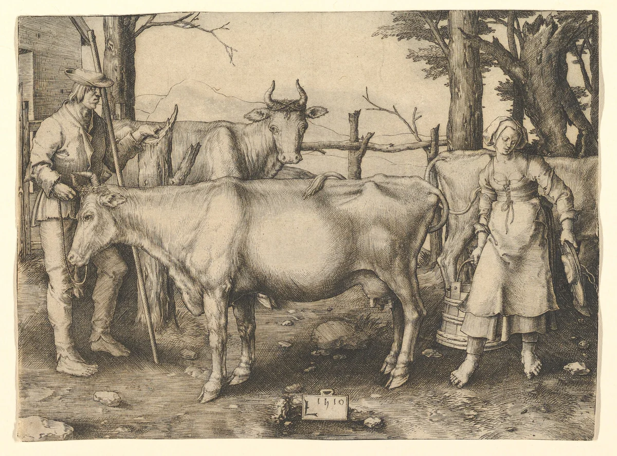 The Milkmaid by Lucas van Leyden, print, 1510