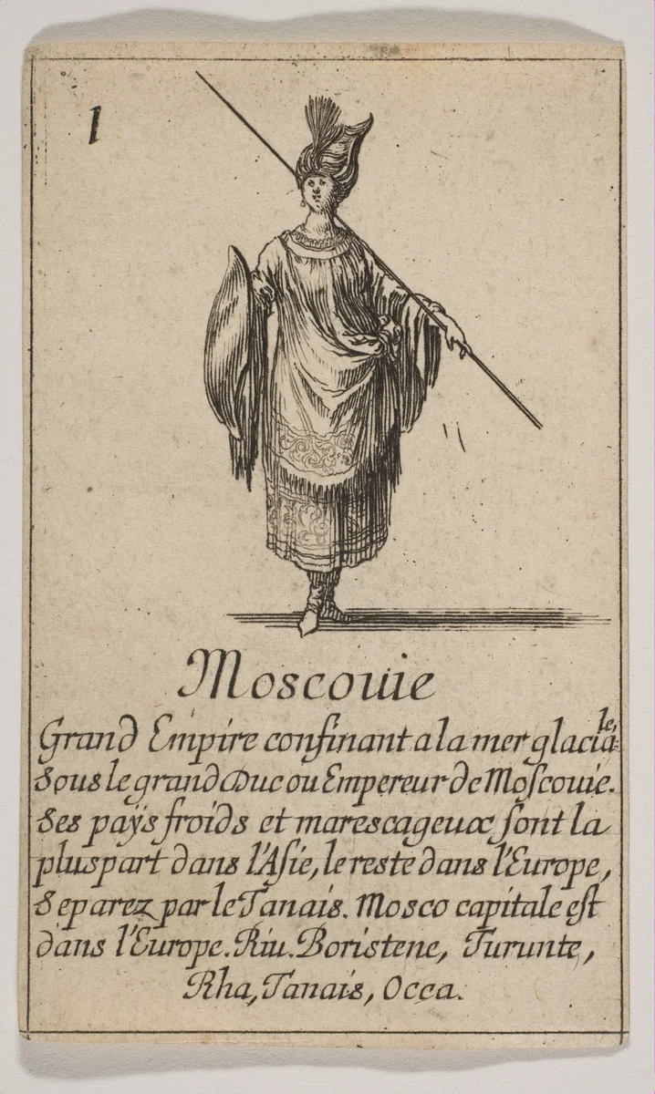 Moscovie, from "Jeu de la Géographie" by Stefano della Bella, print, 1644