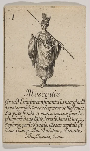 Moscovie, from "Jeu de la Géographie" by Stefano della Bella, print, 1644
