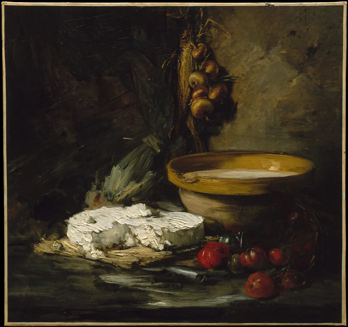 Still Life with Cheese by Antoine Vollon, painting, 1853-1900