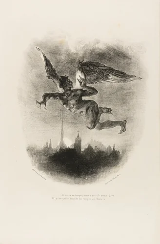 Mephistopheles Flying, from Faust by Eugène Delacroix, print, 1828