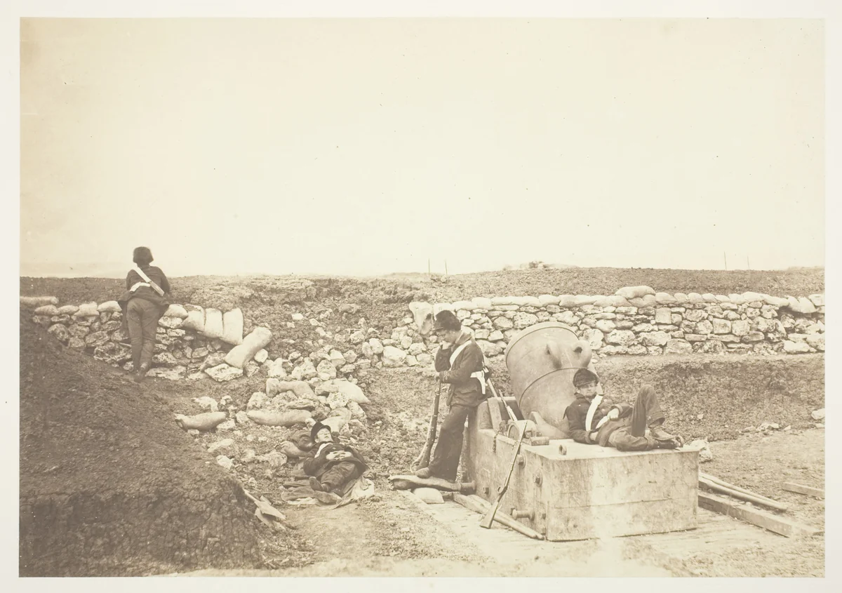 A Quiet Day in the Mortar Battery by Roger Fenton, photograph, 1855