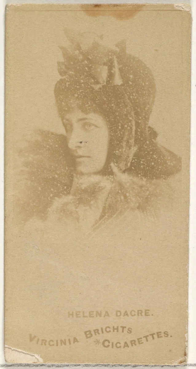 Helena Dacre, from the Actors and Actresses series (N45, Type 1) for Virginia Brights Cigarettes by Allen & Ginter, photograph, 1885-1891