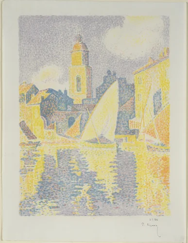 Port of St. Tropez (Port de Saint-Tropez) for the portfolio The Album of Original Prints from The Vollard Gallery (L'Album d'estampes originales de la Galerie Vollard), no. III by Paul Signac, print, 1897
