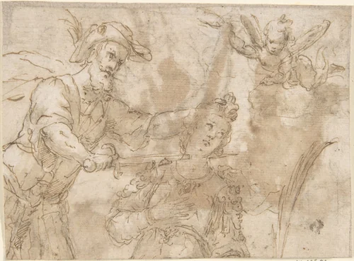 Decapitation of a Female Martyr (Saint Catherine of Alexandria?) by anonymous, drawing, 1600-1700