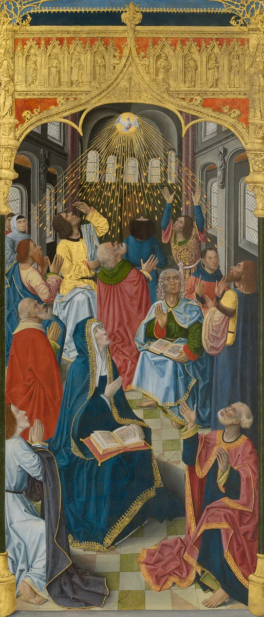 Panels from the High Altar of the Charterhouse of Saint-Honoré, Thuison-les-Abbeville: Pentecost by Picardy, painting, 1490-1500