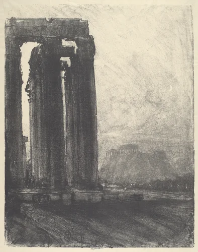 Temple of Jupiter, Evening by Joseph Pennell, print, 1913