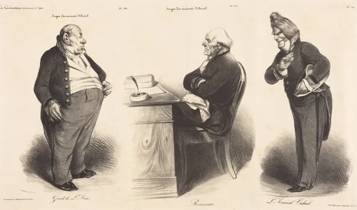 Girod de l'Ain - J.-Joseph Rousseau - Amiral Verhuel by Honoré Daumier, print, 1835