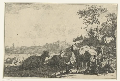 De schaapherder by Paulus Potter, print, 1644