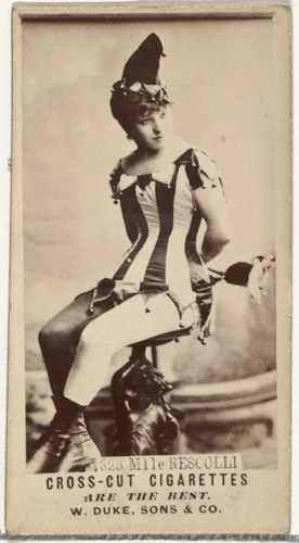 Card Number 323, Mlle. Rescolli, from the Actors and Actresses series (N145-3) issued by Duke Sons & Co. to promote Cross Cut Cigarettes by W. Duke, Sons & Co., photograph, 1880-1889