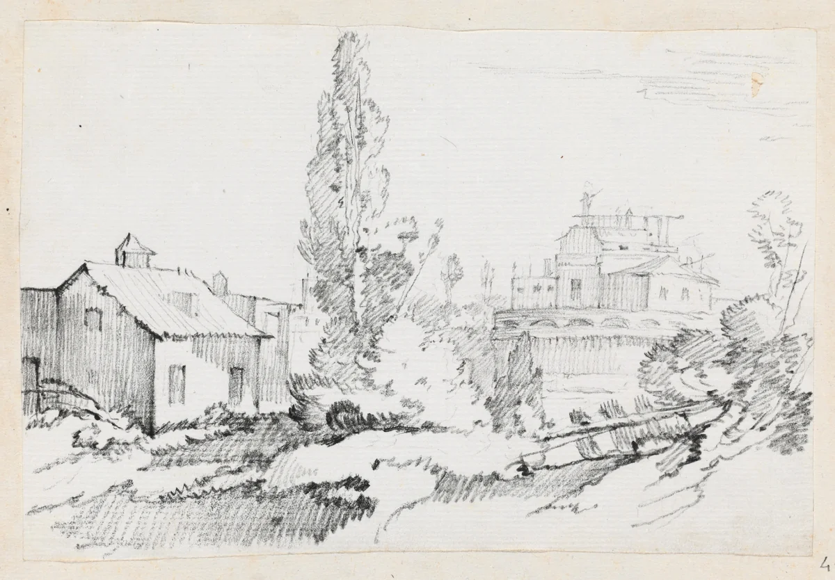 Castel Sant'Angelo from the Northwest by Joseph-Marie Vien, drawing, 1744-1750