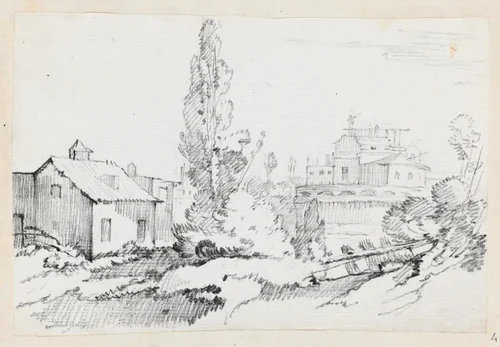 Castel Sant'Angelo from the Northwest by Joseph-Marie Vien, drawing, 1744-1750
