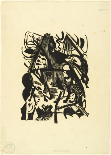 Birth of the Wolves (Geburt der Wölfe) by Franz Marc, print, 1913