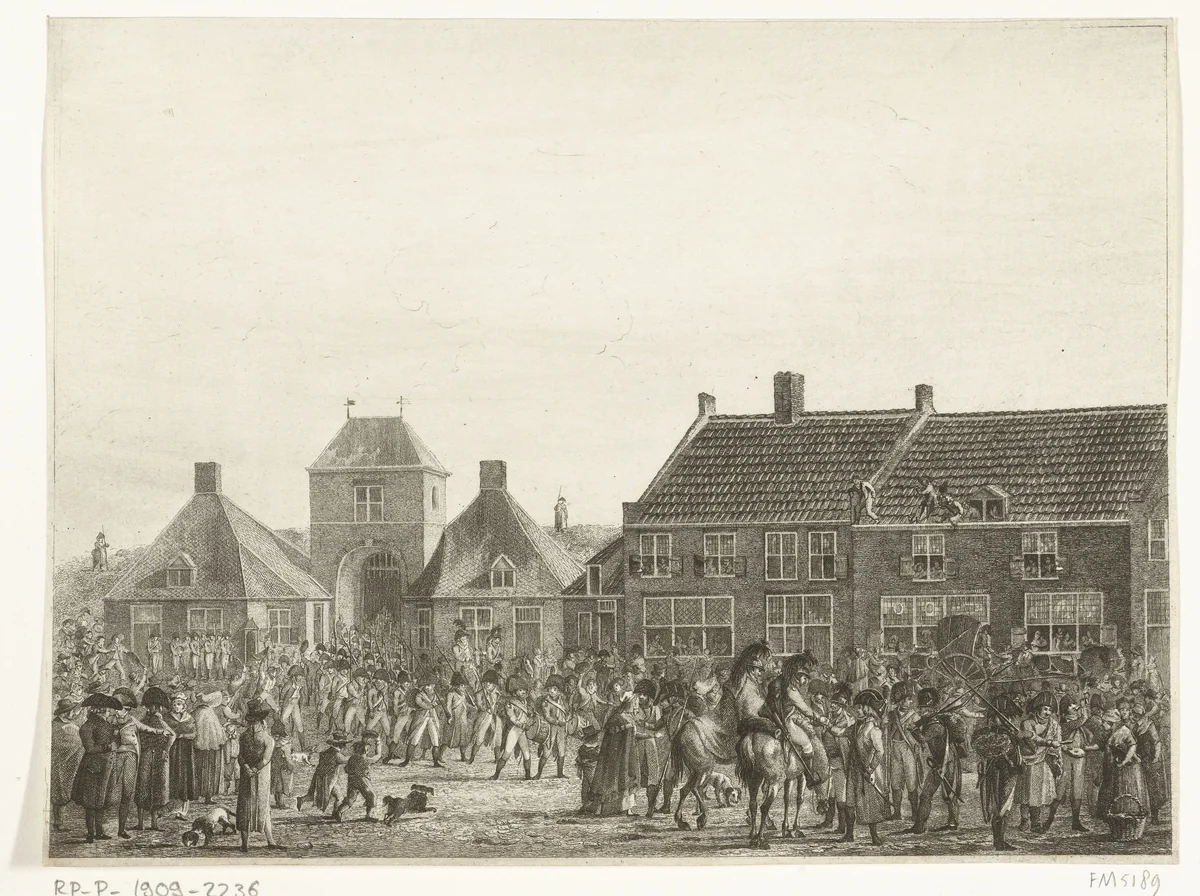 Franse troepen trekken Breda binnen, 1793 by Joannes Bemme, print, 1800-1841