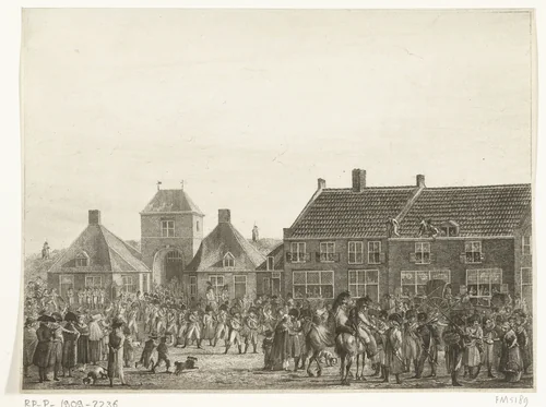 Franse troepen trekken Breda binnen, 1793 by Joannes Bemme, print, 1800-1841