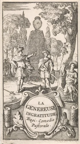 Titelpagina voor "La Genereuse Ingratitude", in: P. Quinault, Le theatre, deel II, 1697 by Caspar Luyken, print, 1697