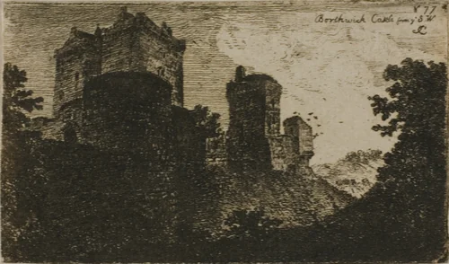 Borthwick Castle from the Southwest by John Clerk, print, 1748-1812