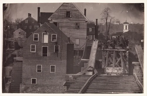 End of the Bridge after Burnside's Attack, Fredericksburg, Virginia by Andrew Joseph Russell, photograph, 1863