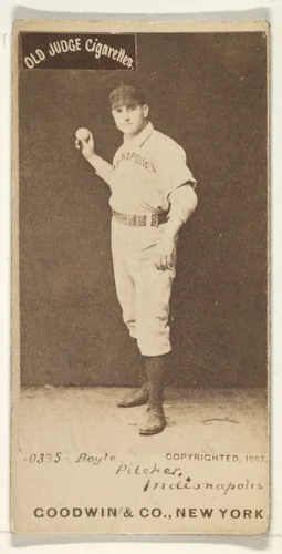 Boyle, Pitcher, Indianapolis, from the Old Judge series (N172) for Old Judge Cigarettes by Goodwin & Company, photograph, 1887