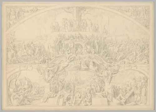 Preparatory Drawing for a Print Series on the History of Germany (Die Geschichte des deutschen Volkes in fünfzehn Bildern) by Carl Heinrich Hermann, drawing, 1851-1853