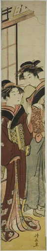 Geisha Talking to Her Maid by Torii Kiyonaga (鳥居清長), print, 1777-1787