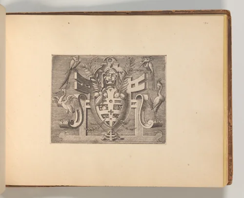 Series of Cartouches, in: Targhe ed altri ornati di varie e capricciose invenzioni (Cartouches and other ornaments of various and capricious invention, page 43) by Cornelis Bos, book, 1540-1560