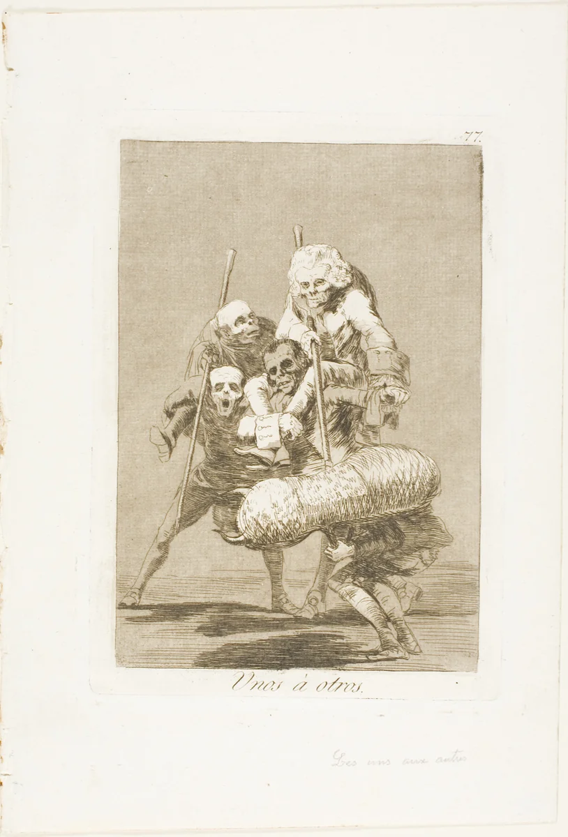 What One Does to Another, plate 77 from Los Caprichos by Francisco José de Goya, print, 1797-1799