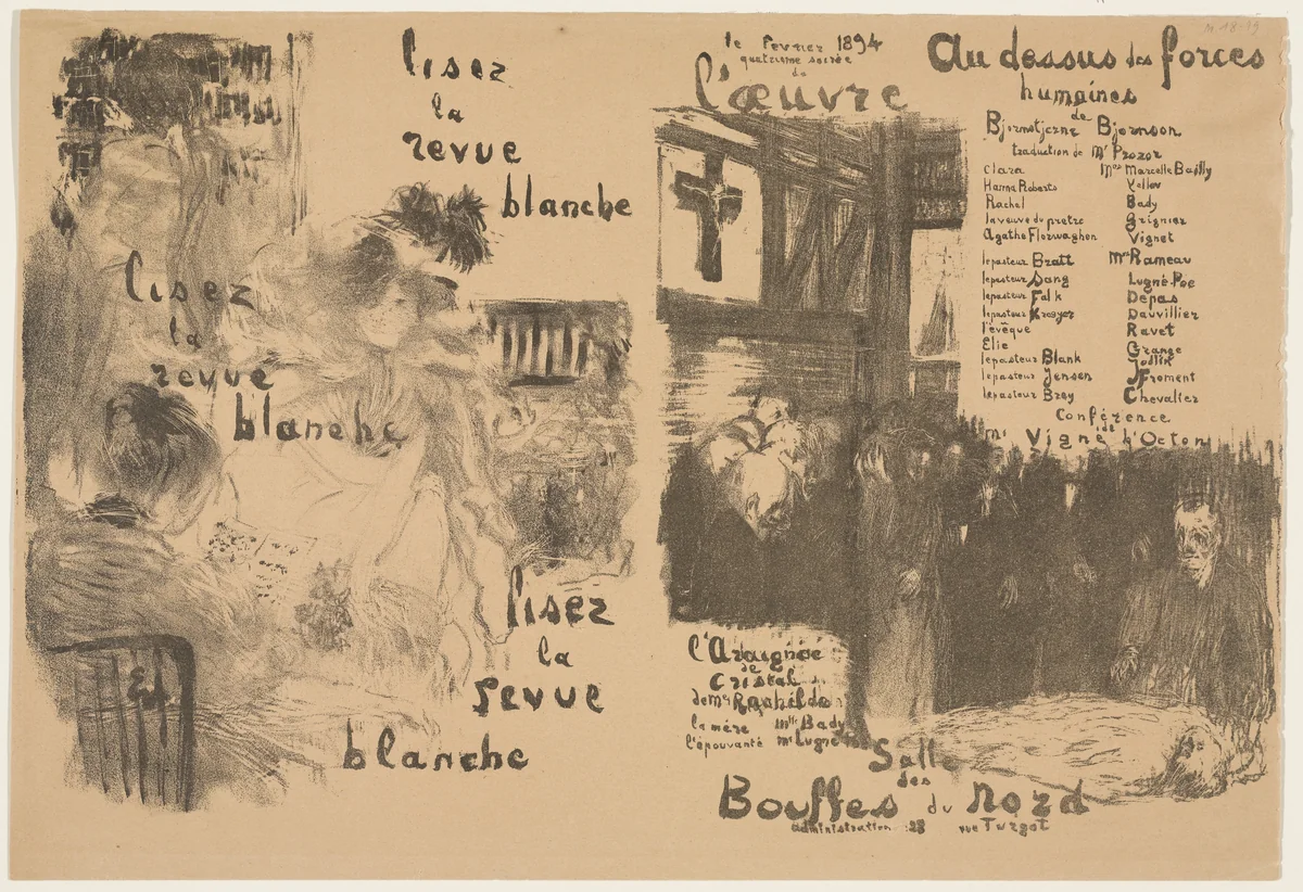 Program for Au dessus des forces humaines by Édouard Vuillard, print, 1894