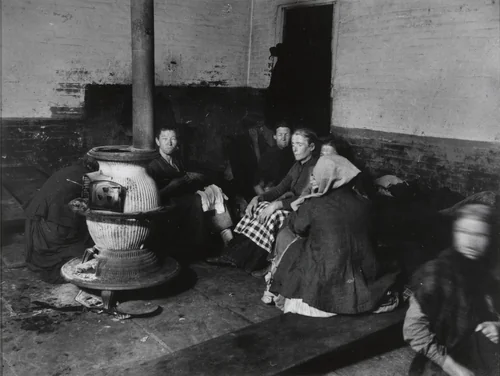 Police Station Lodgers in Elizabeth Street Station by Jacob August Riis, photograph, 1888