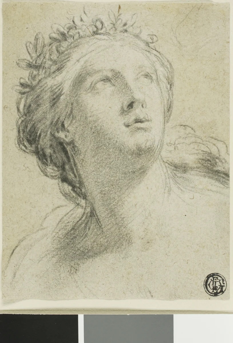 Head of a Woman by Eustache Le Sueur, drawing, 1646-1649
