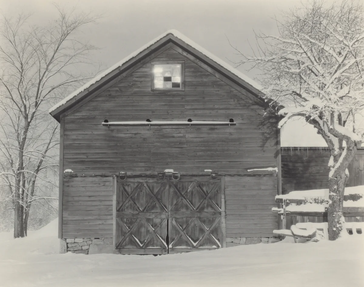 Barn & Snow by Alfred Stieglitz, photograph, 1923