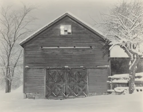 Barn & Snow by Alfred Stieglitz, photograph, 1923