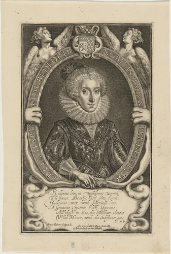 Lucia Harrington, Countess of Bedford by Simon van de Passe, print, 1595-1647