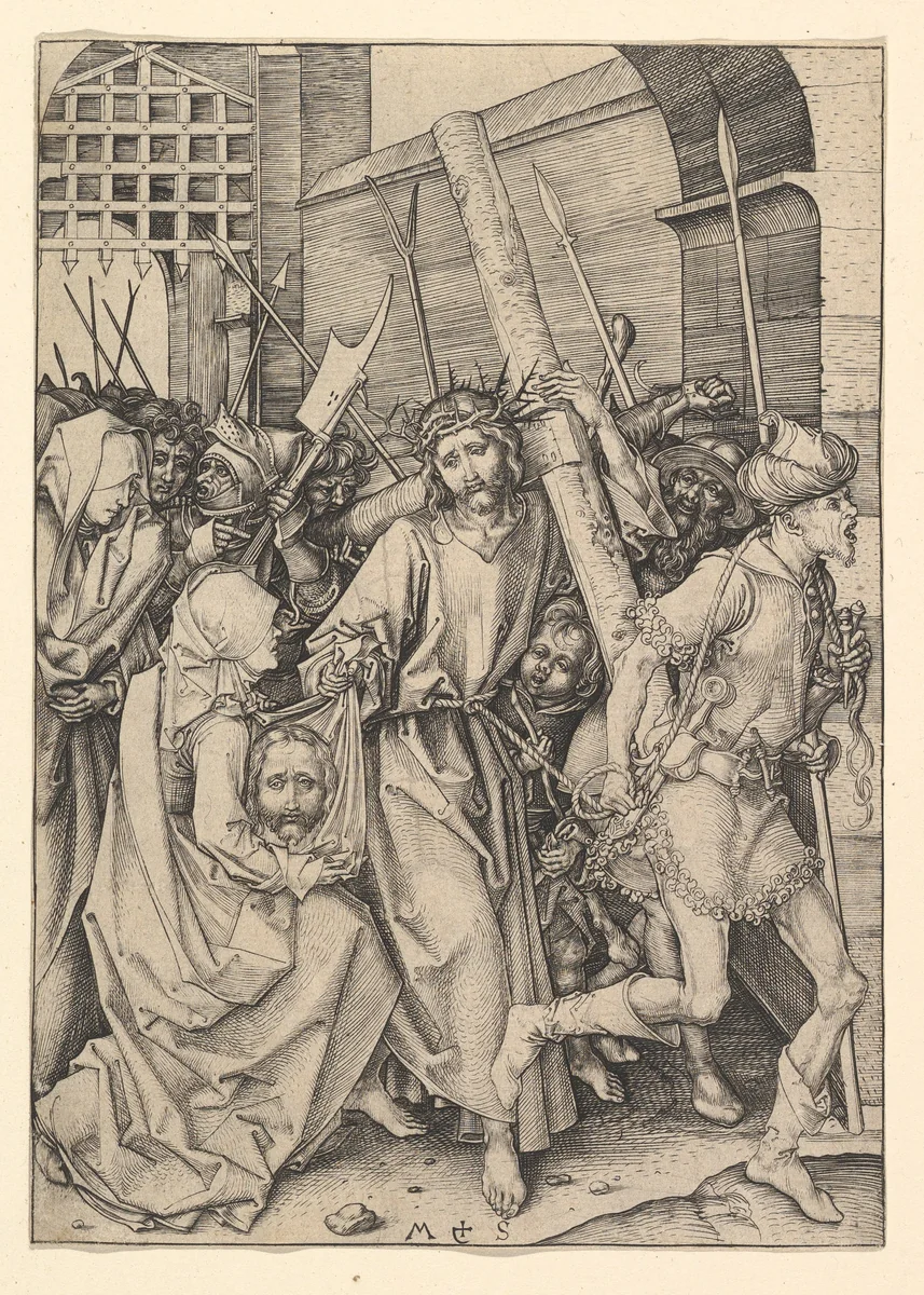 Christ Carrying the Cross by Martin Schongauer, print, 1470-1485