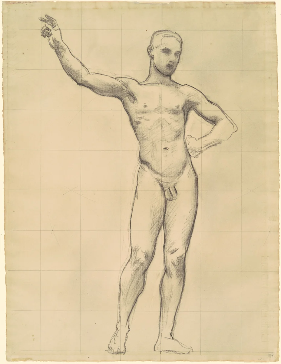 Study of Apollo for "Apollo and the Muses" by John Singer Sargent, drawing, 1916-1921
