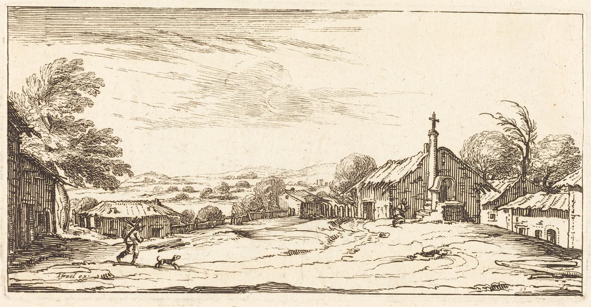 Landscape by Jacques Callot, print, 1635